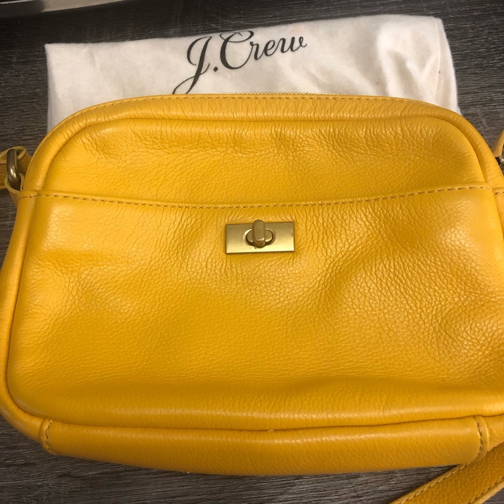J Crew Yellow leather crossbody purse